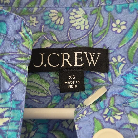 J. Crew Blue and Green Floral Shirt - Picture 5 of 7